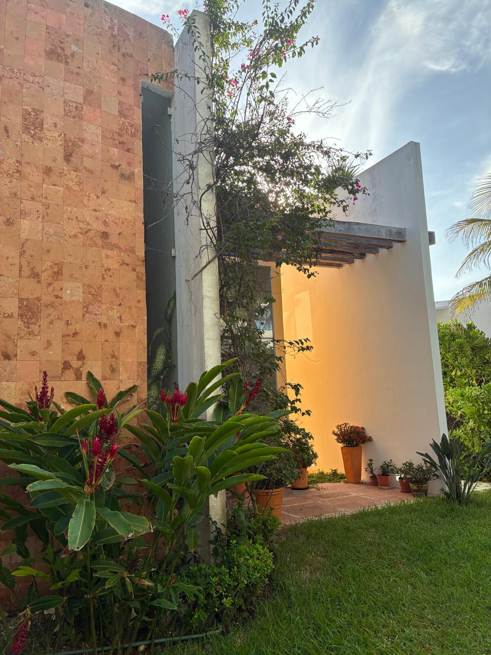 Entrada de la villa con jardín tropical